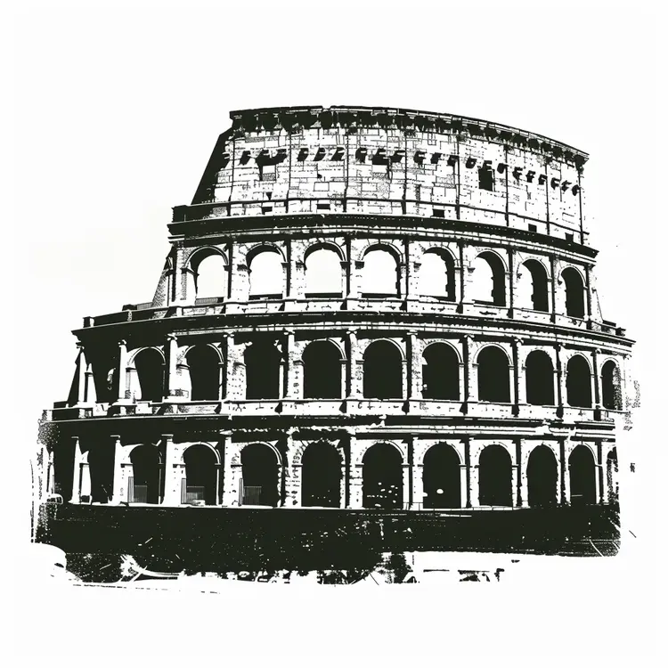Black and White Colosseum Illustration