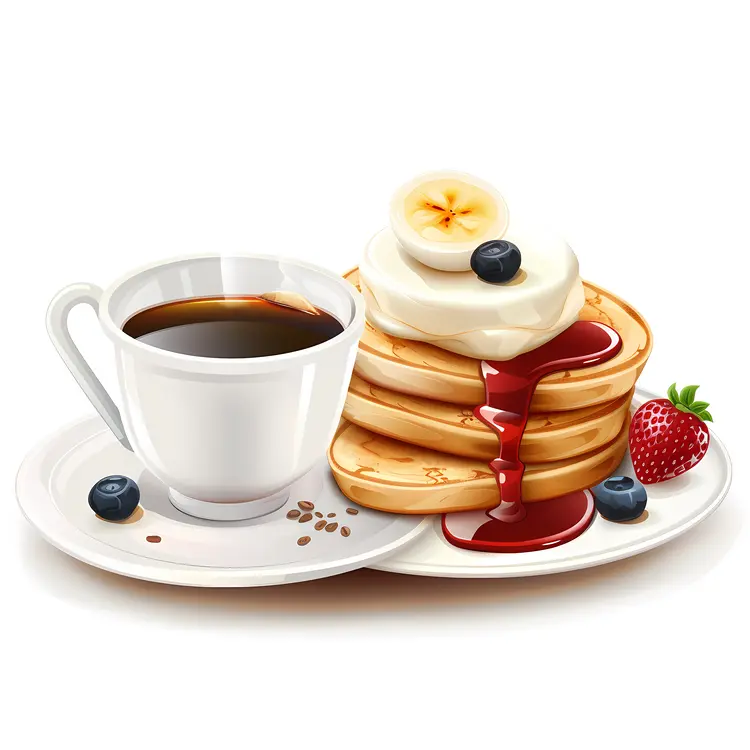 Delicious Pancakes and Coffee Breakfast