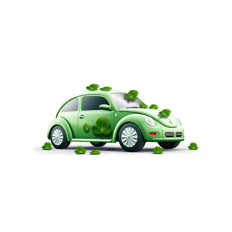 Green Car with Leaves
