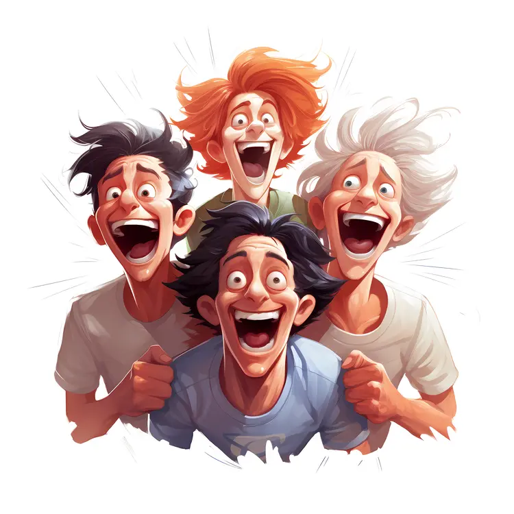 Excited Friends Cartoon Illustration
