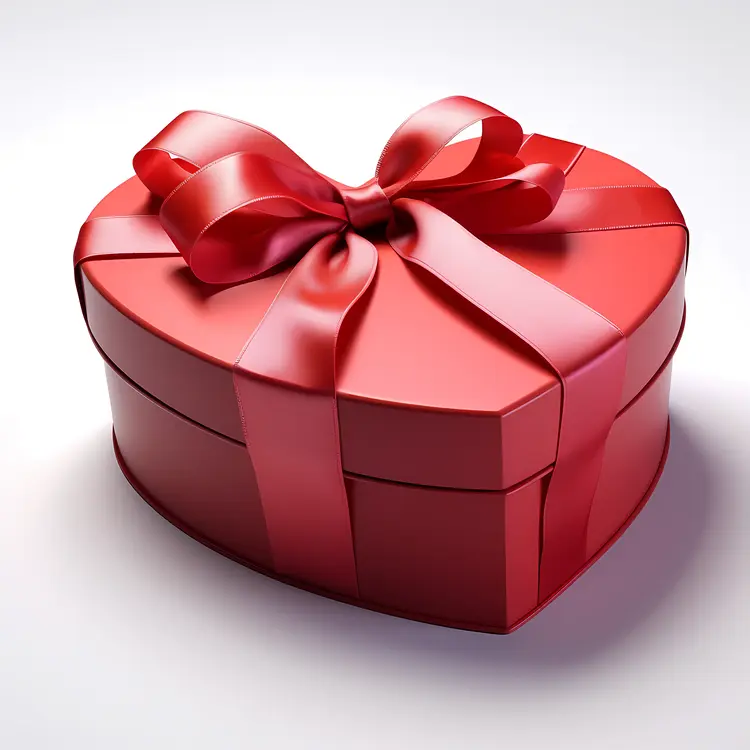 Red Heart Shaped Gift Box with Ribbon