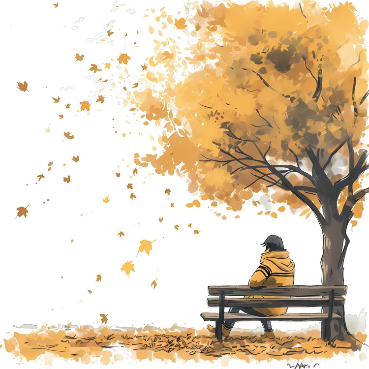 Person on Bench Under Tree