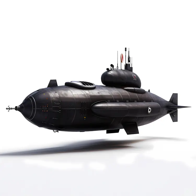 Black Submarine in Deep Sea