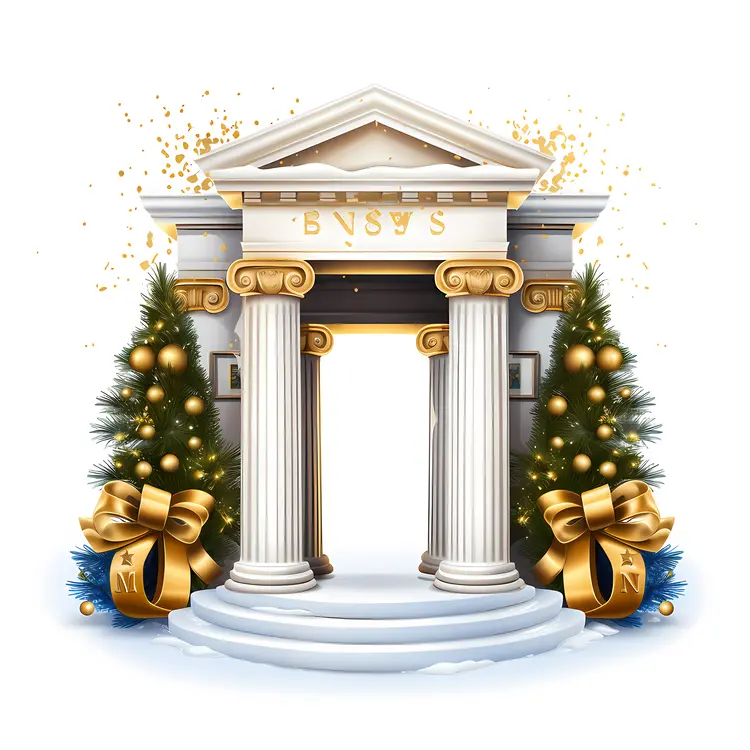White Pillar Gate with Christmas Decorations