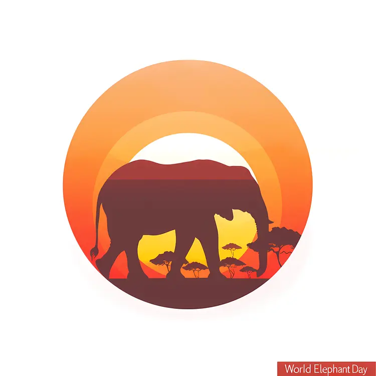World Elephant Day Silhouette