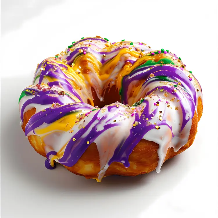 Iced King Cake with Colorful Swirls