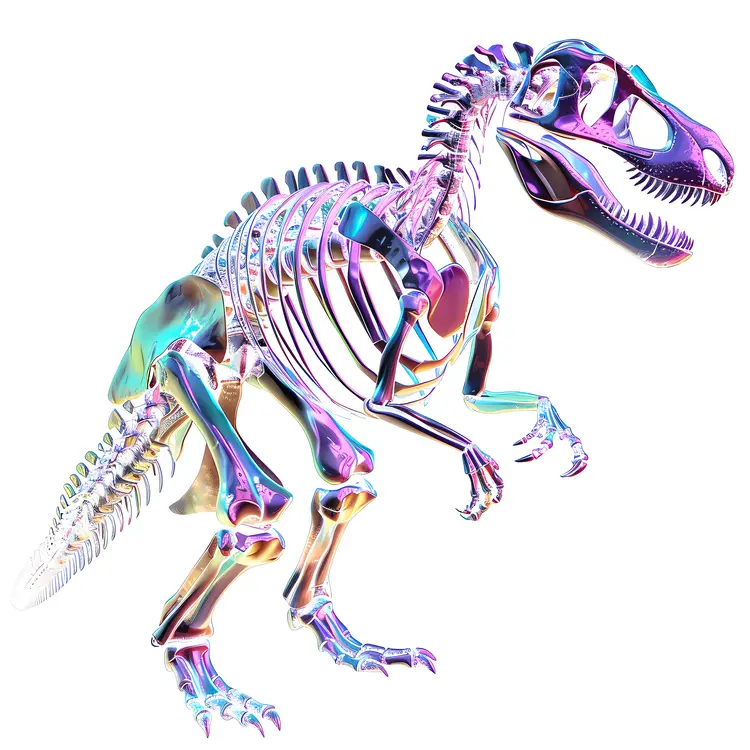 Shiny Metallic Dinosaur Skeleton Art