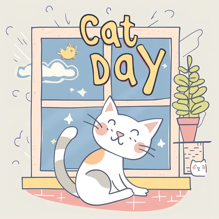 Cat by Window on Cat Day