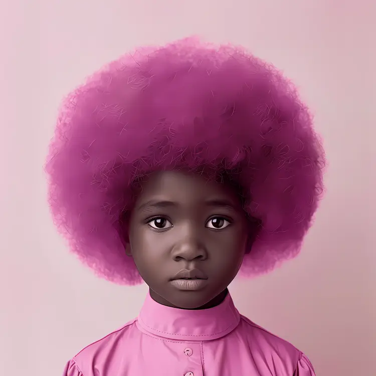 Child with Pink Afro Hairstyle