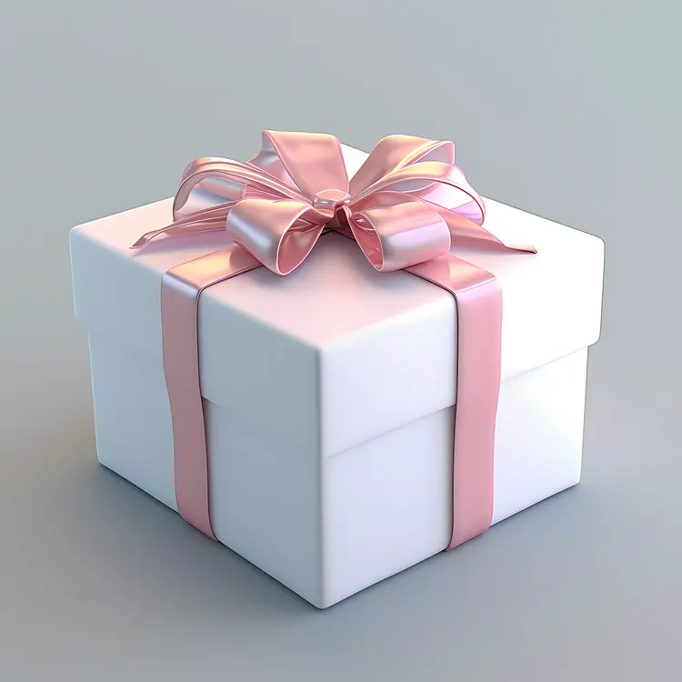 White Gift Box with Pink Ribbon