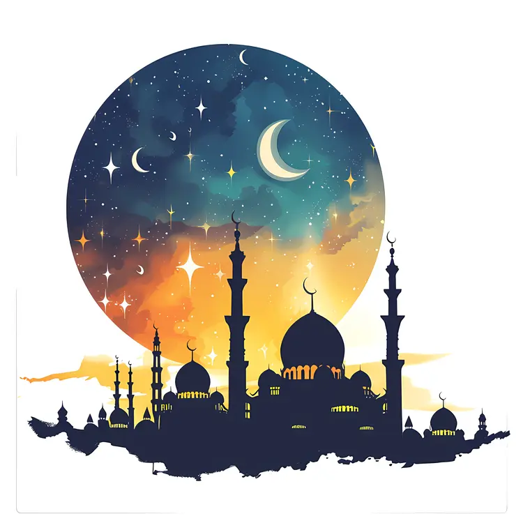 Mosque Silhouette at Night