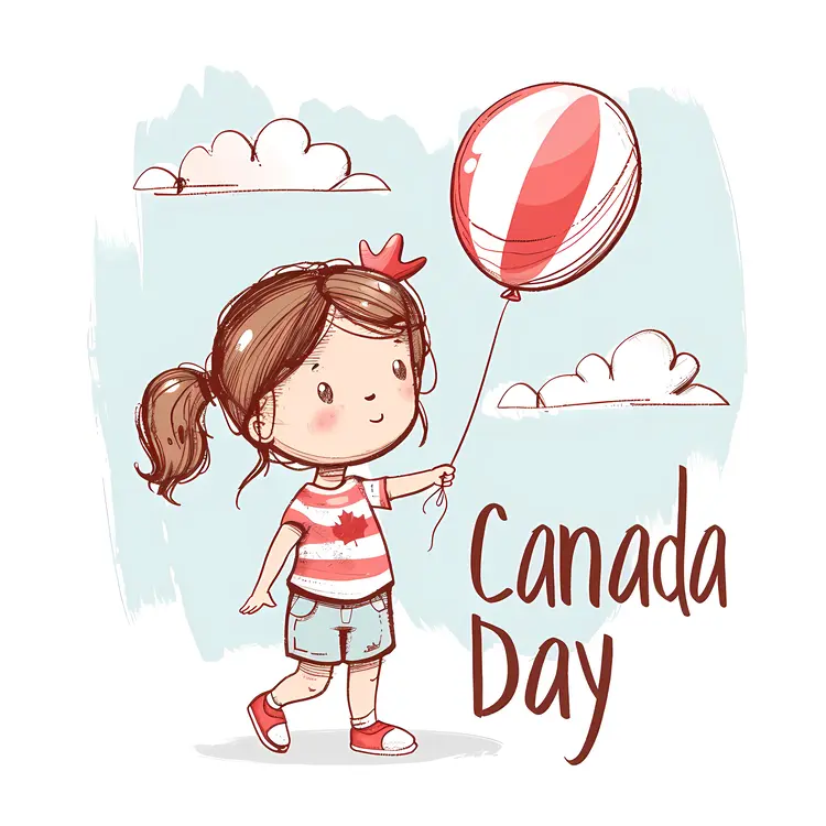 Cute Girl Celebrating Canada Day