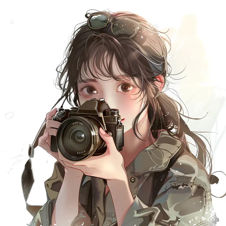Cute Girl with Camera and Glasses