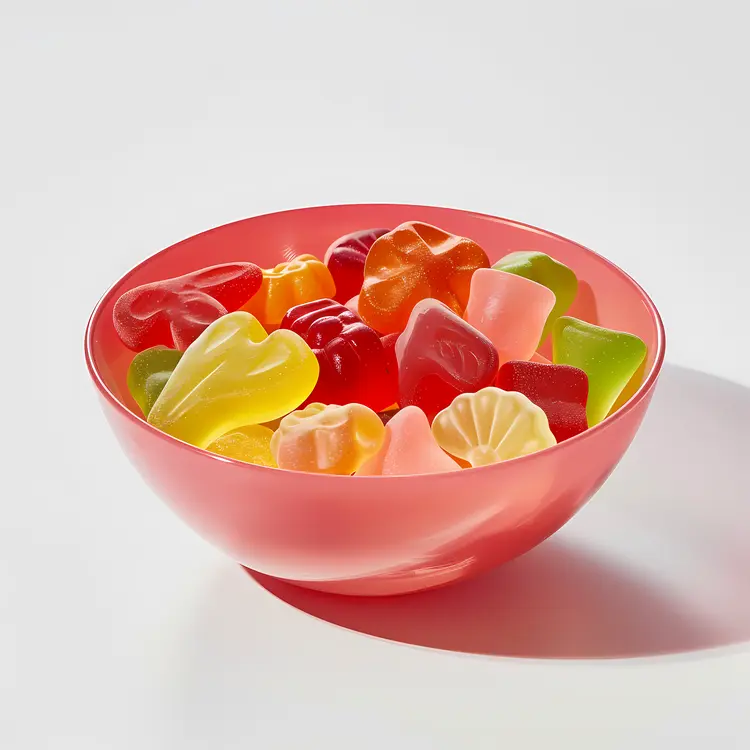 Vibrant Assorted Candies in a Red Bowl