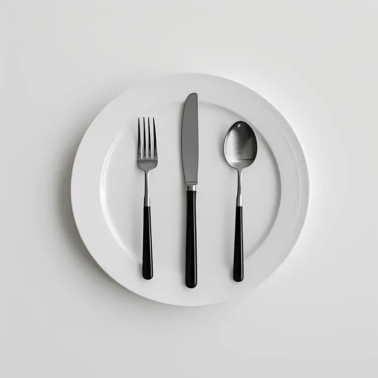 White Plate with Cutlery Set