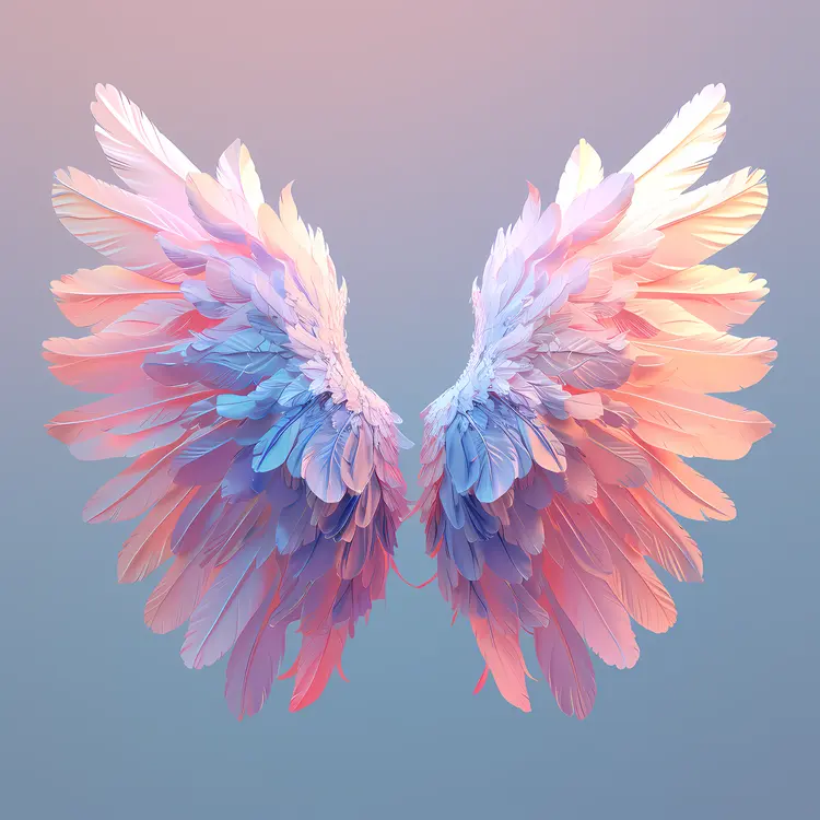 Colorful Pastel Wings with Feathers