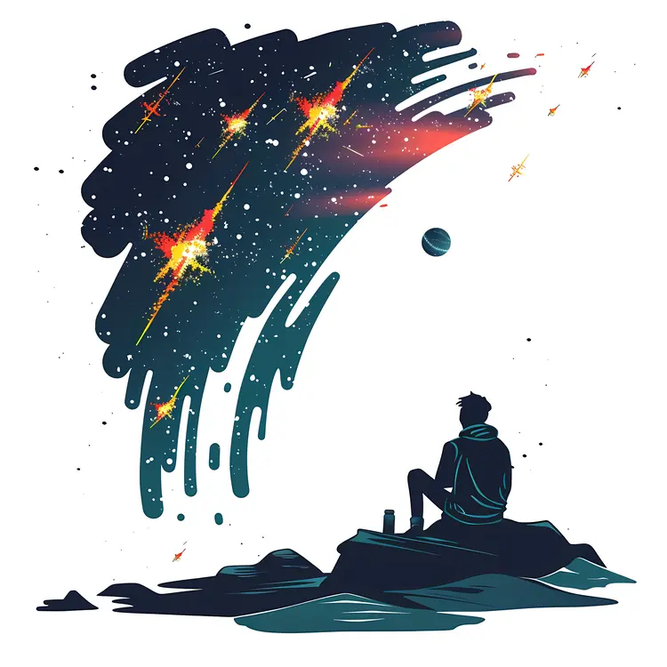 Person Gazing at Starry Sky