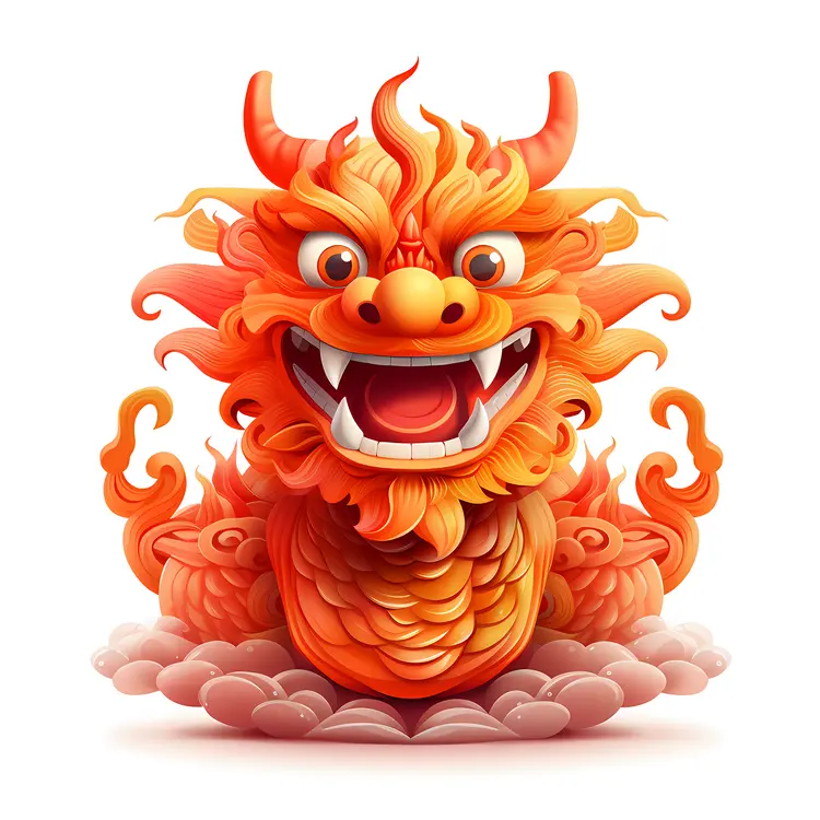 Orange Dragon with Fiery Mane