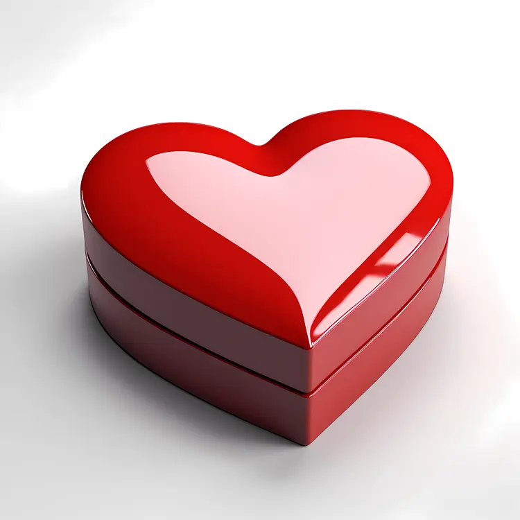 Shiny Red Heart-Shaped Gift Box