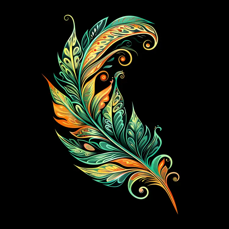 Intricate Colorful Feather Art