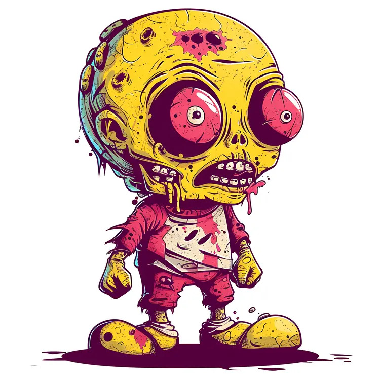 Yellow Zombie Boy with Big Eyes