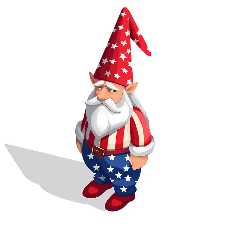 Patriotic Gnome with Stars and Stripes