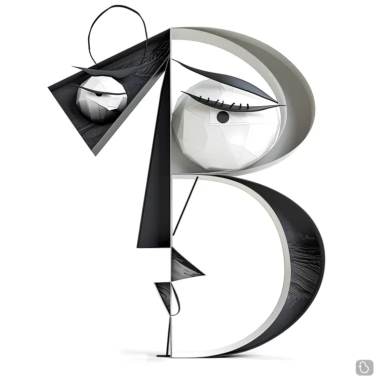 Abstract Letter B in Black and White