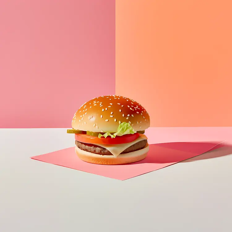 Delicious Cheeseburger with Lettuce and Tomato