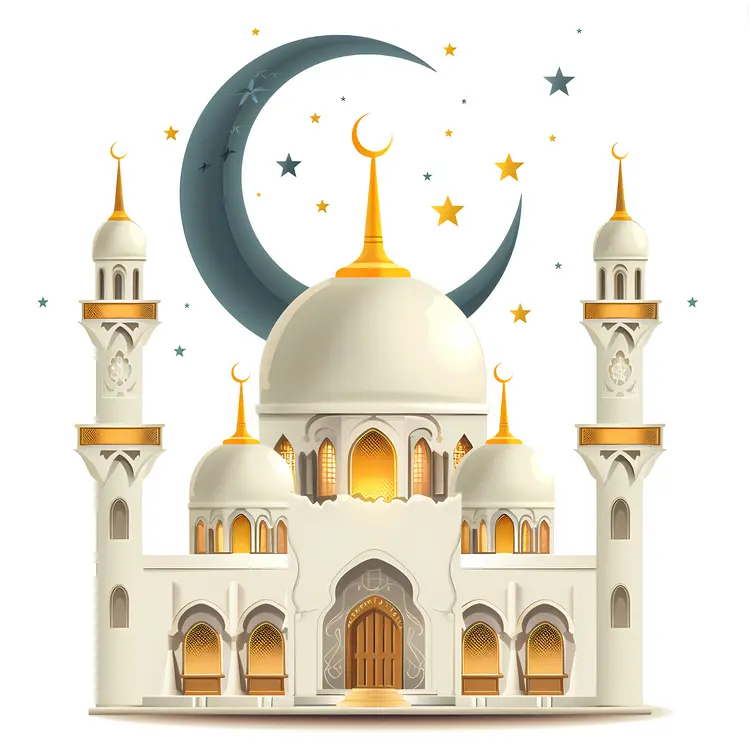 Golden Mosque with Crescent Moon
