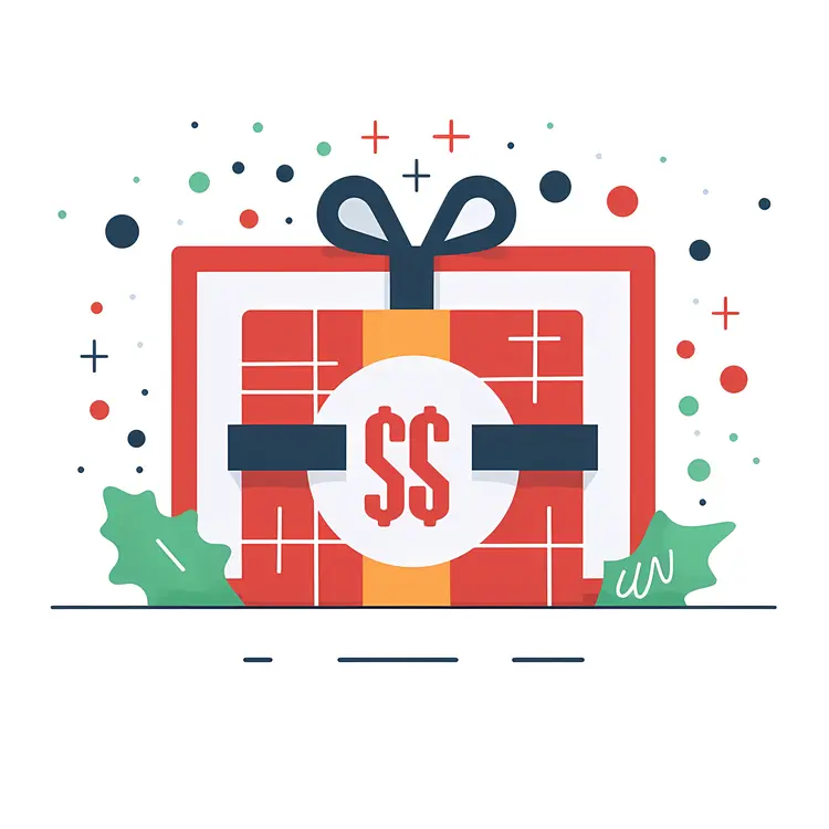 Red Gift Box with Dollar Sign