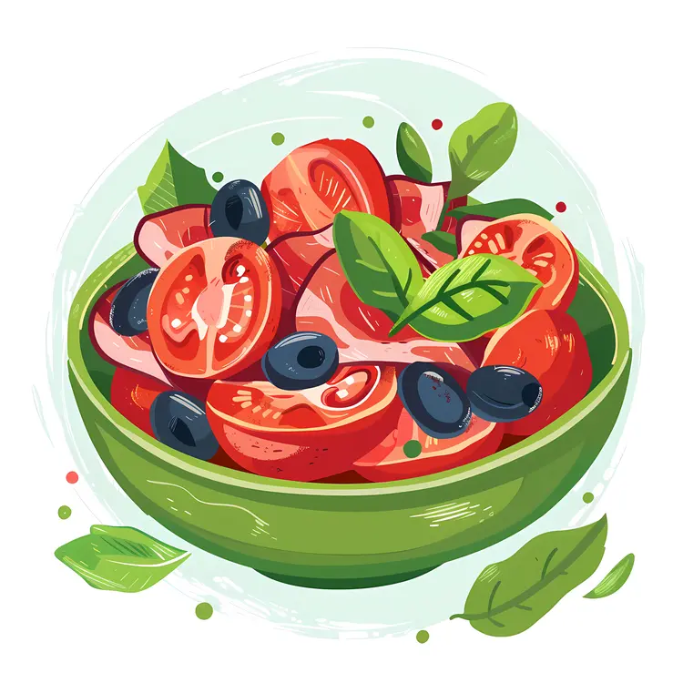 Fresh Tomato Salad with Olives and Basil