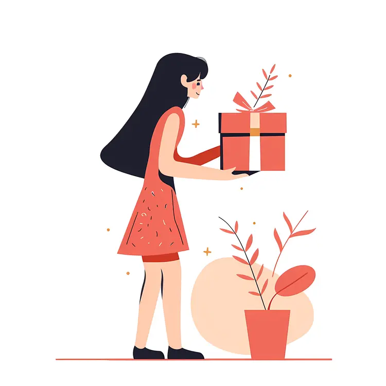 Girl Holding a Gift Box