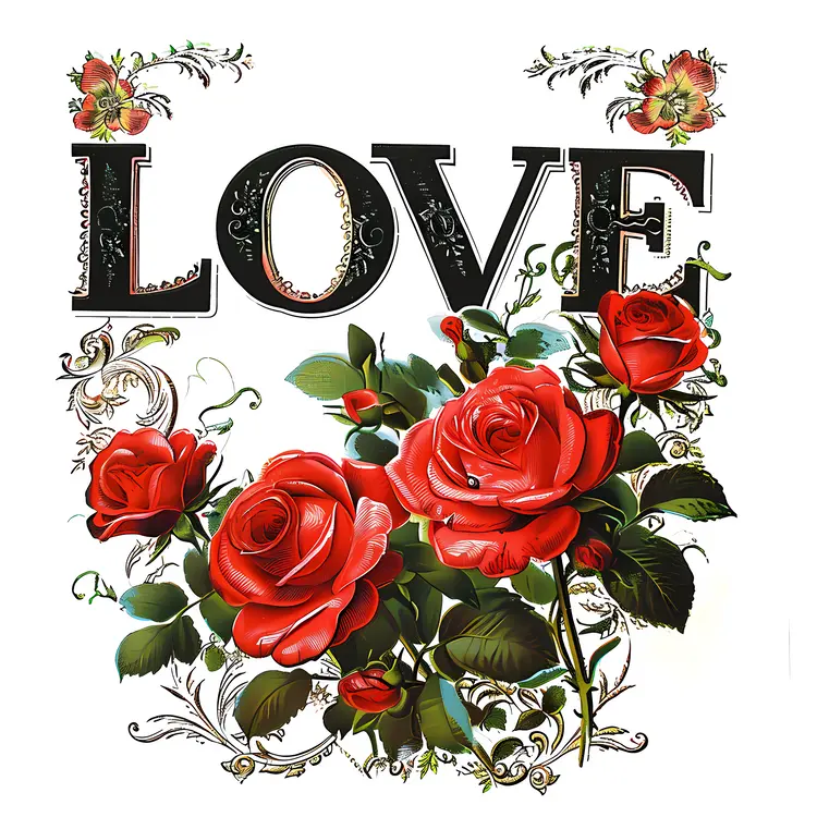 Black LOVE with Red Roses