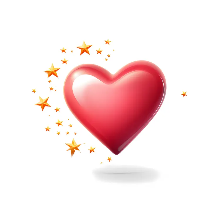Red Heart with Golden Stars