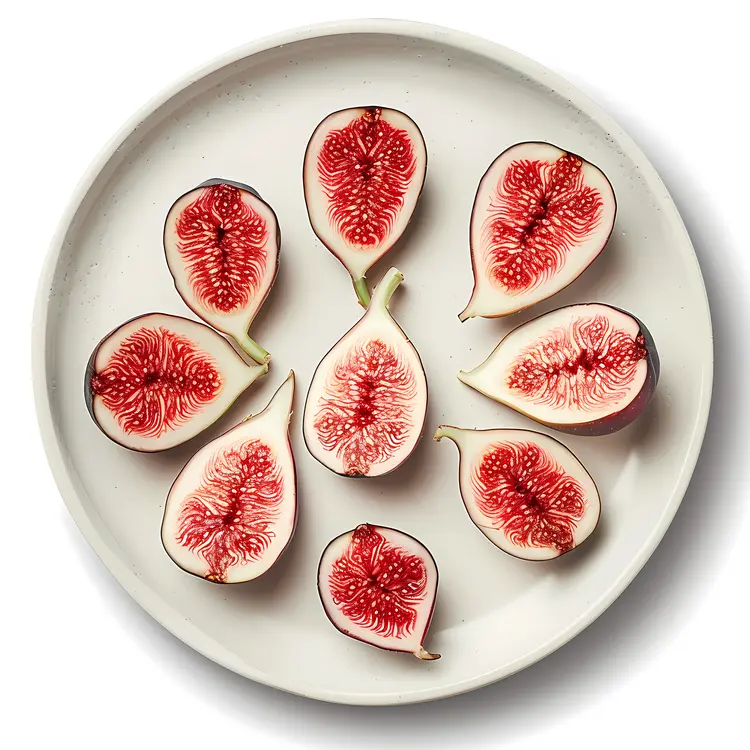 Fresh Sliced Figs on White Plate