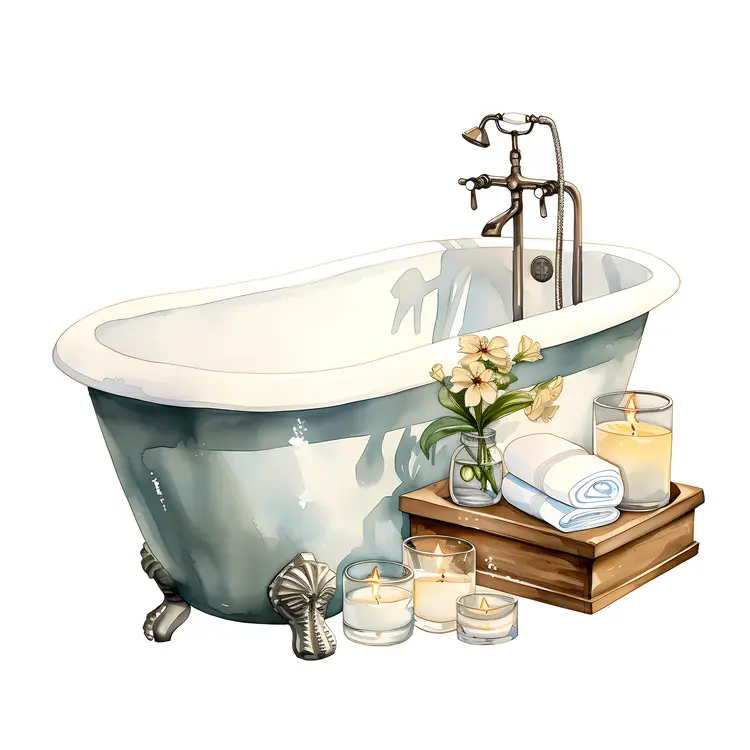 Cozy Bathtub with Candles