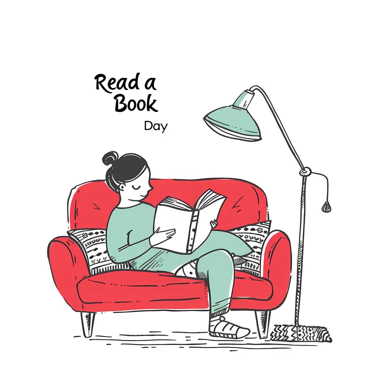 Woman Reading on Sofa for Read a Book Day