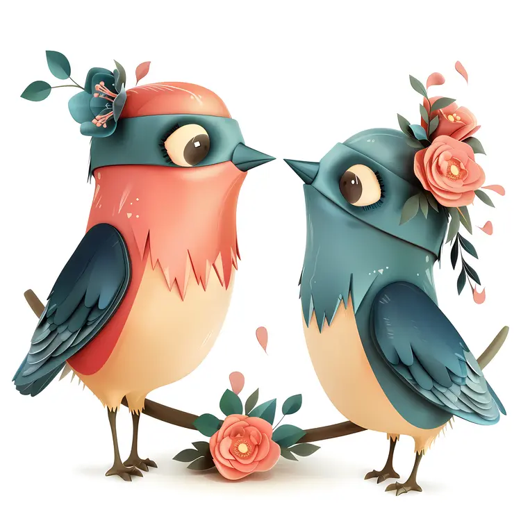 Bird Couple in Wedding Attire