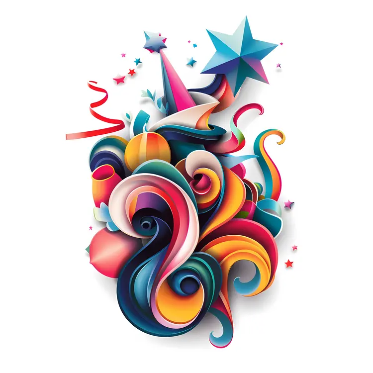 Colorful Swirls and Party Decorations