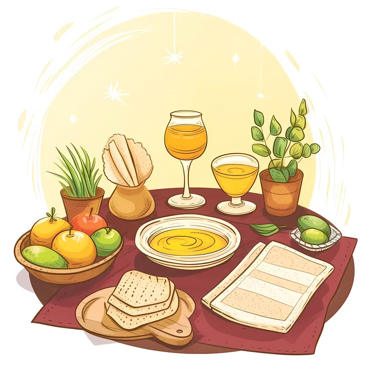 Meal Table with Soup and Bread