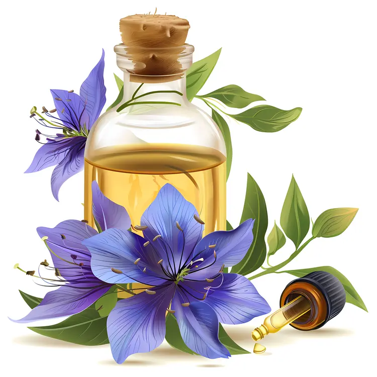 Flower Oil with Blue Flowers