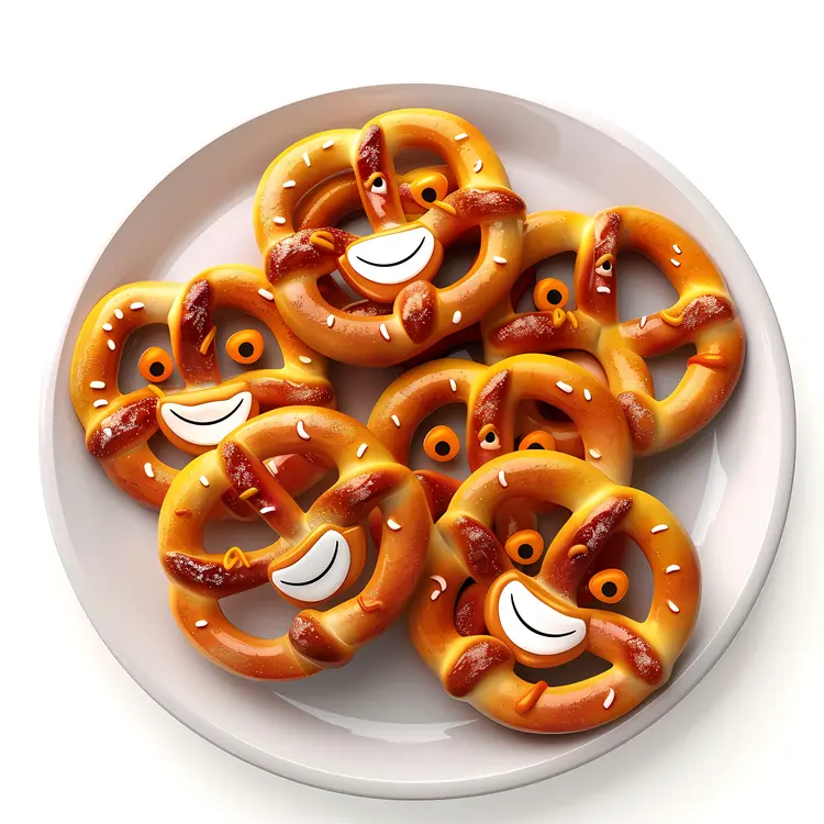 Smiling Pretzels on a Plate
