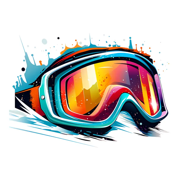 Colorful Ski Goggles with Artistic Background