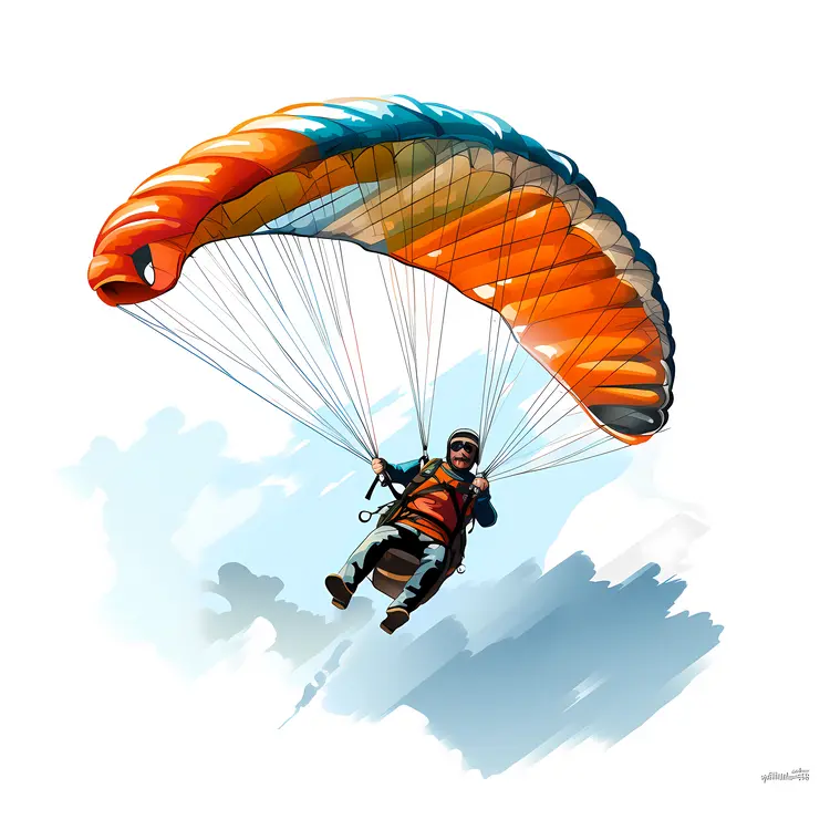 Orange Paraglider Soaring