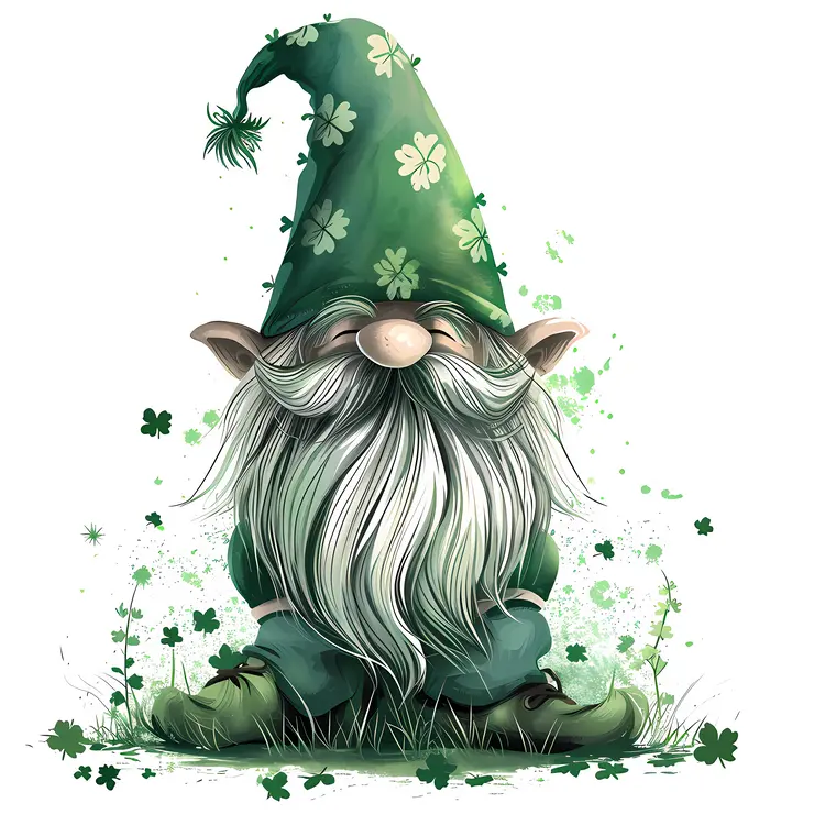 Green Gnome Sitting in Grass