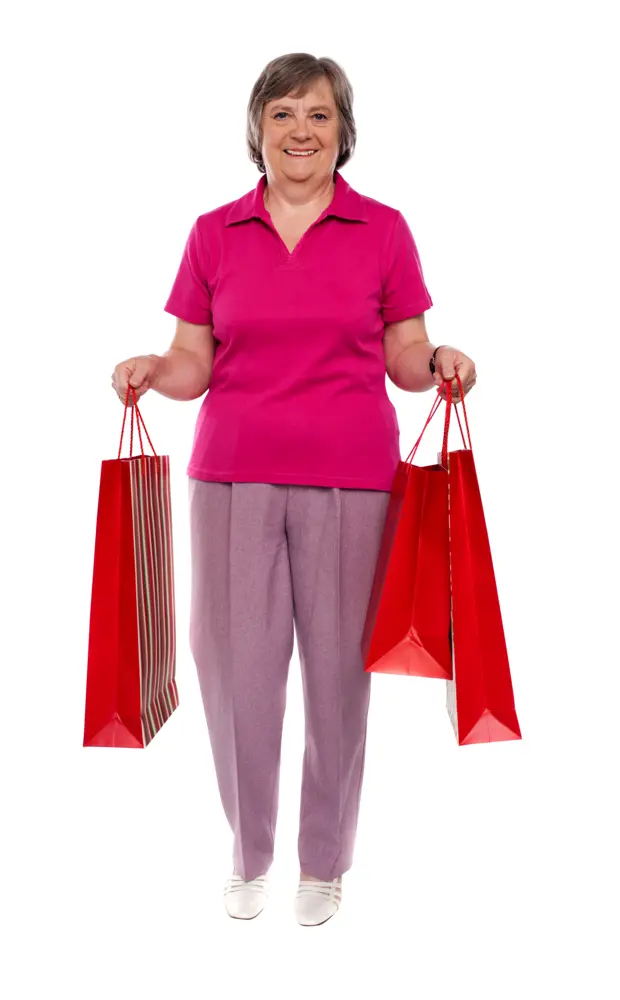 Elderly Woman with Shopping Bags