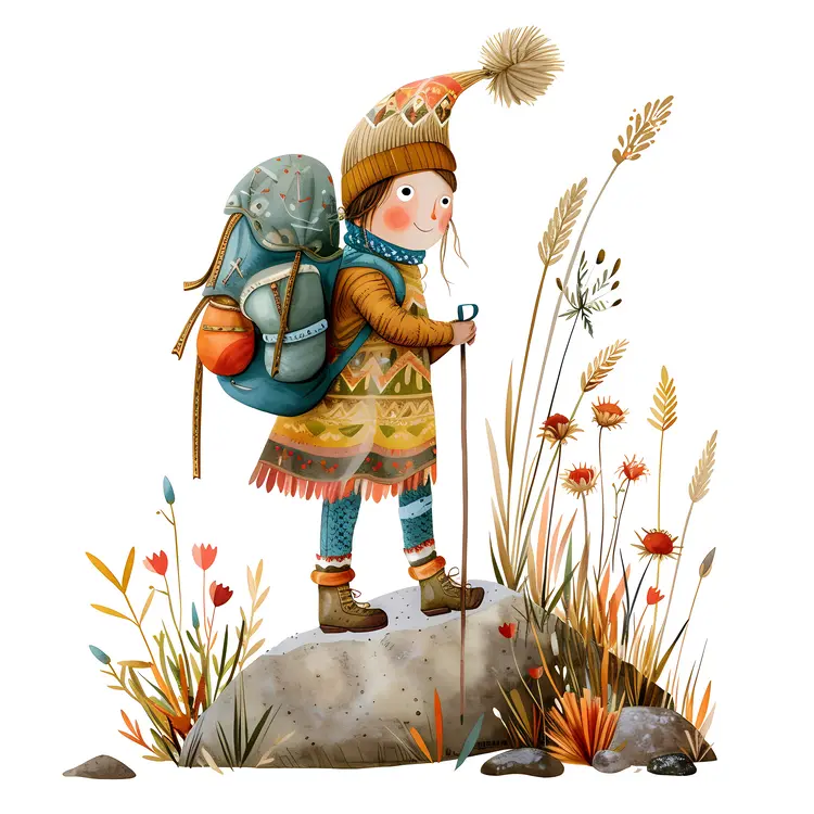 Hiker Girl with Backpack