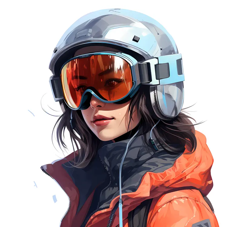 Woman with Ski Helmet and Goggles