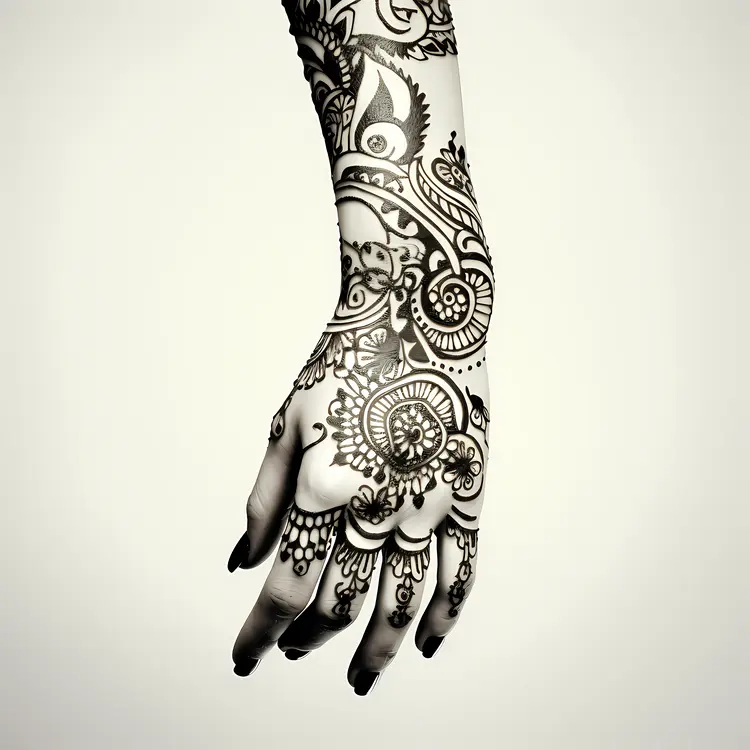 Hand with Intricate Henna Tattoo
