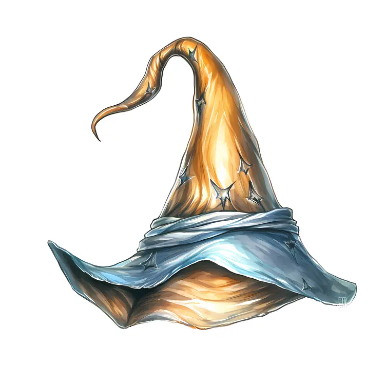 Golden Wizard Hat with Stars